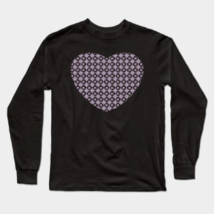 purple Floral Heart Pattern Long Sleeve T-Shirt